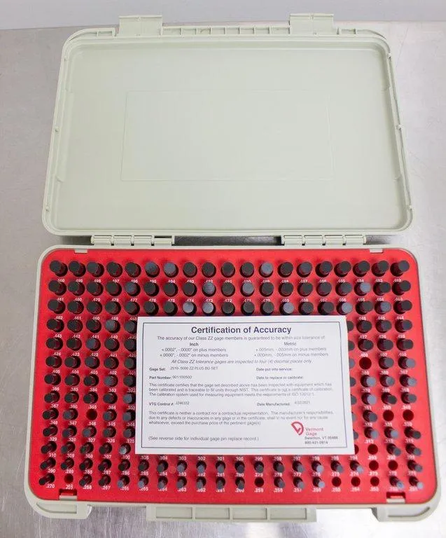 Vermont Gage 901100500 Standard Class ZZ Black Guard Pin Gage Set