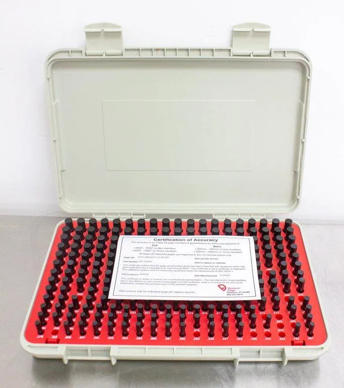 Vermont Gage 901100500 Standard Class ZZ Black Guard Pin Gage Set