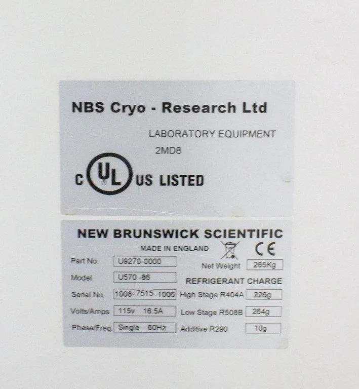 New Brunswick Premium Upright Model U570 -86 Ultra-Low Temperature Laboratory Freezer P/N U9270-0000