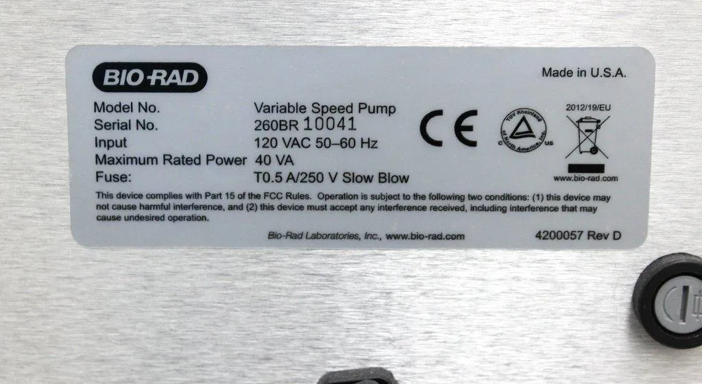 BIO-RAD Variable-Speed Pump 1703644 Pump Peristaltic 120V 50/60Hz Includes Cord
