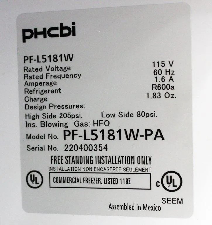 phcbi PF-L5181W-PA Ultra Low Freezer Cold Storage -24C Unit with Keys