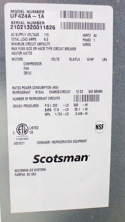 Scotsman UF424A-1 Ice Maker with Bin, Flake-Style