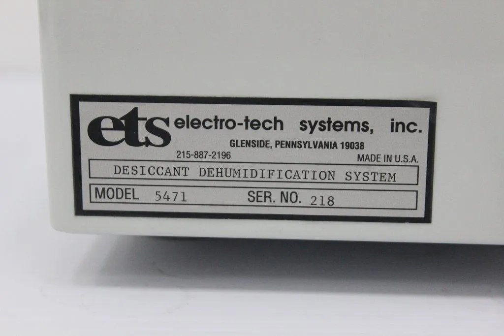 Ets Electro-Tech Systems 5471 Desiccant Dehumidification system