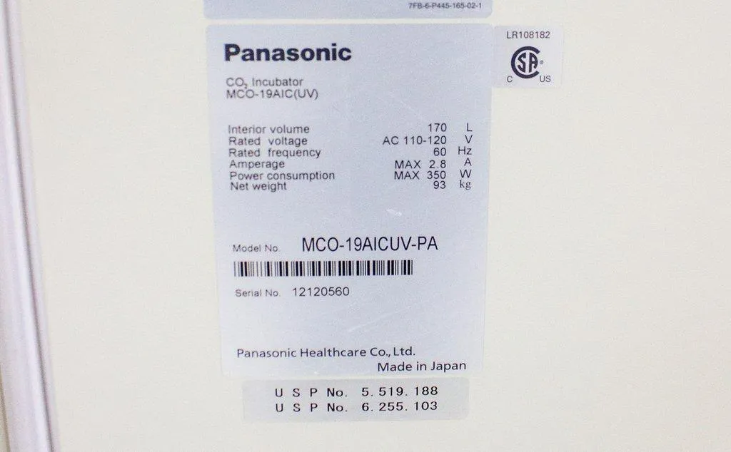 Panasonic Sanyo MCO-19AIC(UV) CO2 Incubator, 170L