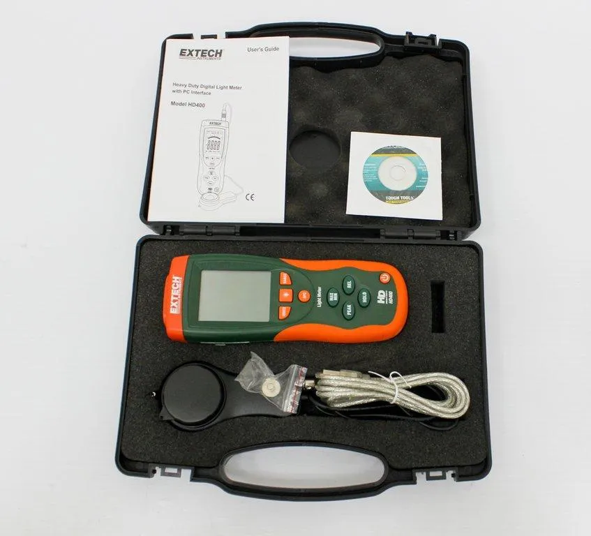 Extech HD400 Light Meter PC Interface 4,000Fc 16,000 Readings Environmental