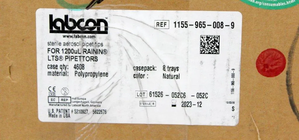 Labcon 1155-965008-9 For 1200ul. Rainin LTS Pipettors