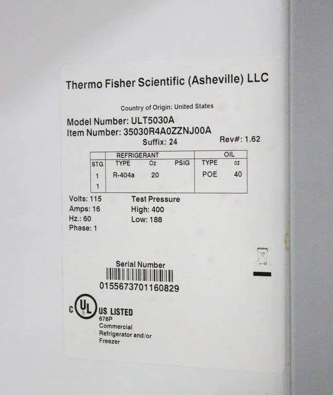 Thermo ULT5030A Freezer Cold Storage -30C 51.1 Cu Ft 120V Upright Unit