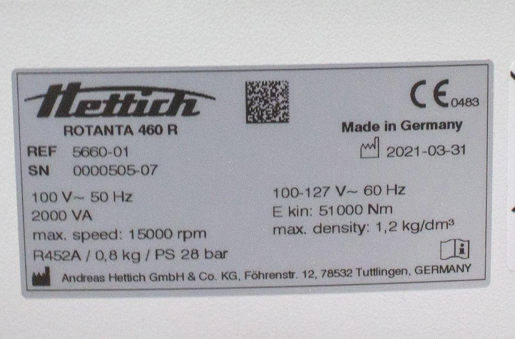 Hettich Rotanta 460R Benchtop Refrigerated Centrifuge 5660-01