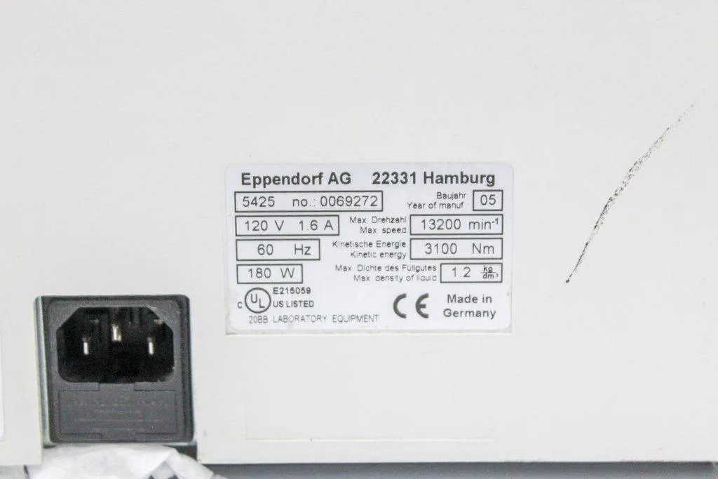 Eppendorf 5415D Microcentrifuge 13000 RPM 120V Powers On Good Condition