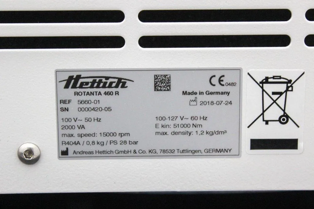 Hettich ROTANTA 460R Floor Centrifuge High Capacity RCF 24400