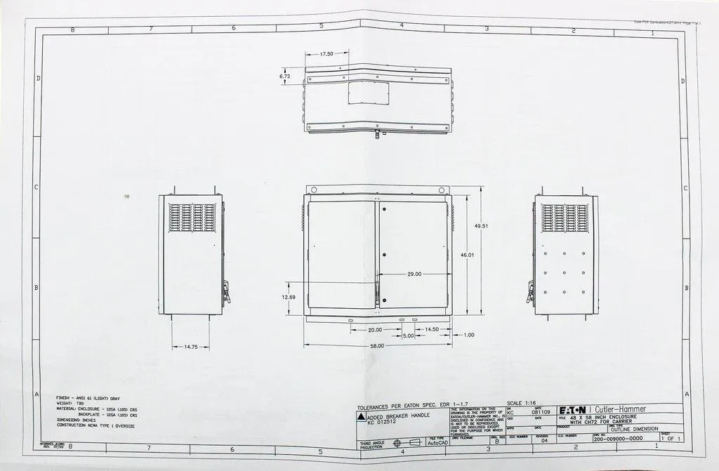 Carrier 19XVE0485 CH72 Enclosure