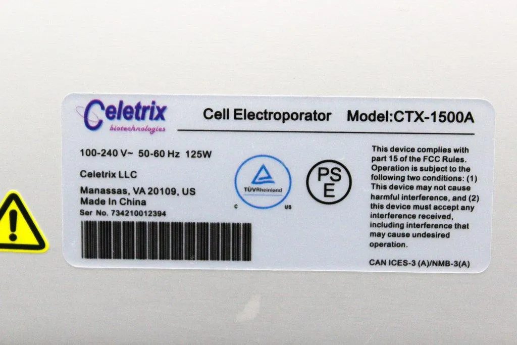 Celetrix Biotechnologies CTX-1500A, LE, Cell Electroporator