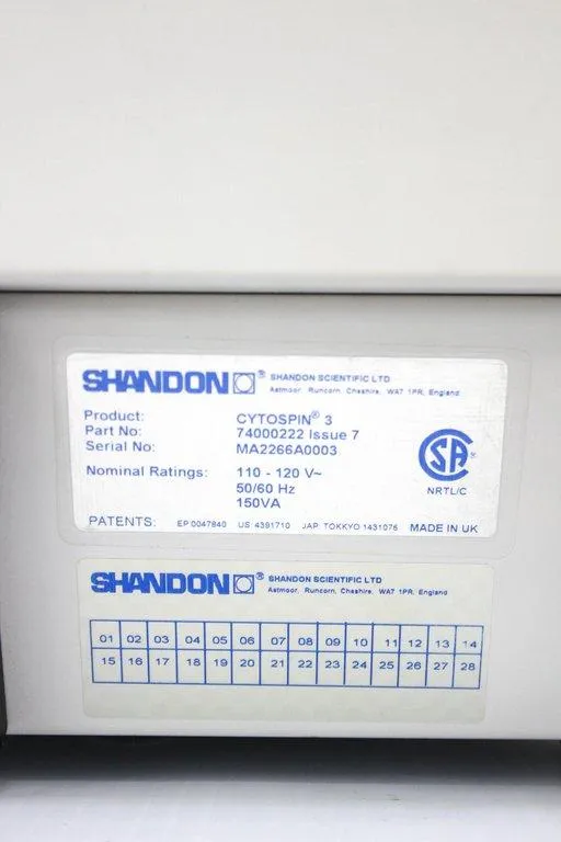 Shandon Cytospin 3 Cytocentrifuge Centrifugation Rotor Included Tested