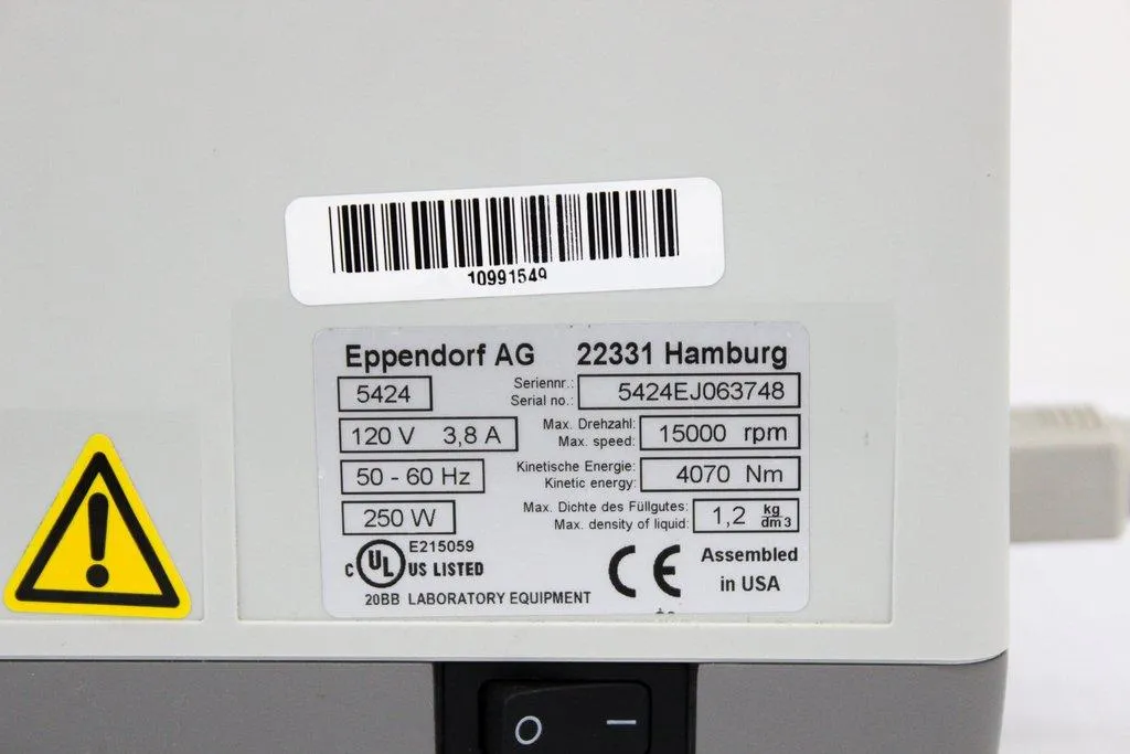 Eppendorf 5424 Benchtop Centrifuge 120V 50/60Hz VG Condition 24-Place Rotor