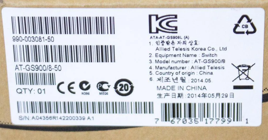 Allied Telesis AT-GS900/8 Network Switch