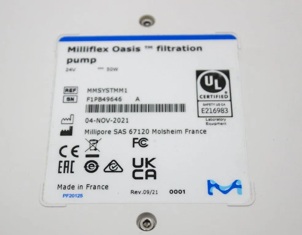 Millipore MMSYSTMM1 Milliflex Oasis Filtration Pump 120V 50/60Hz Excellent Cond