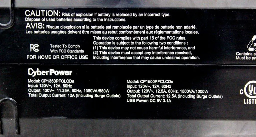 CyberPower CP1500PFCLCDa Battery Backup