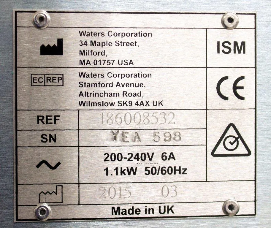 Waters Xevo G2-XS TOF Mass Spectrometer 220V 50Hz/60Hz w/Vacuum Pump