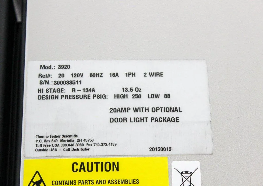 Thermo 3920 Forma Environmental Chamber Temperature Range 0 to 60C