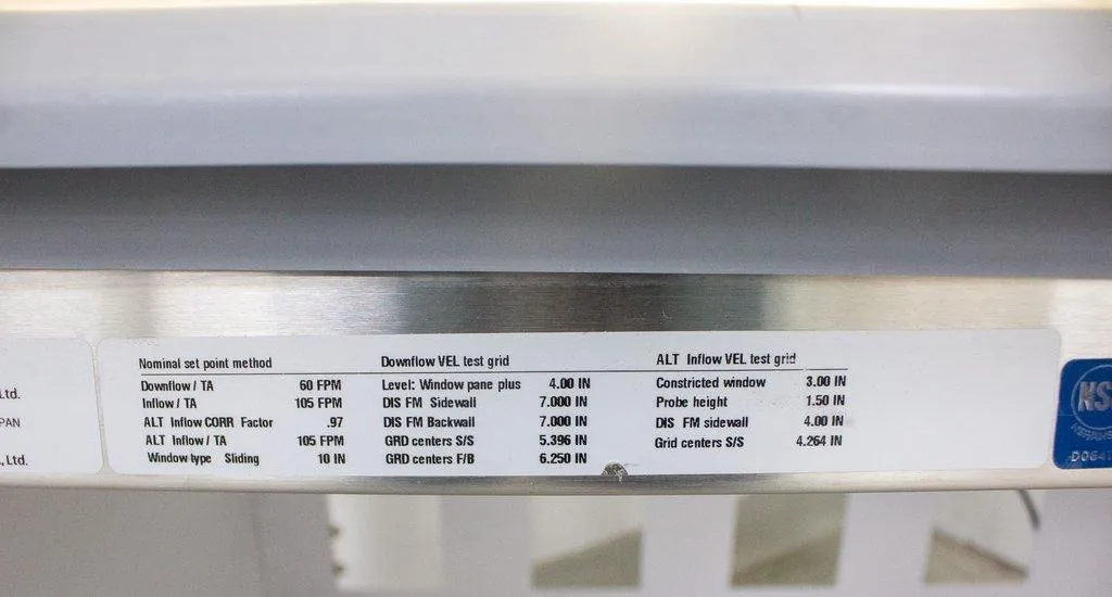 Panasonic MHE-N400A2-PA Biosafety Cabinet Class II A2 115V 480 lb Includes Stand
