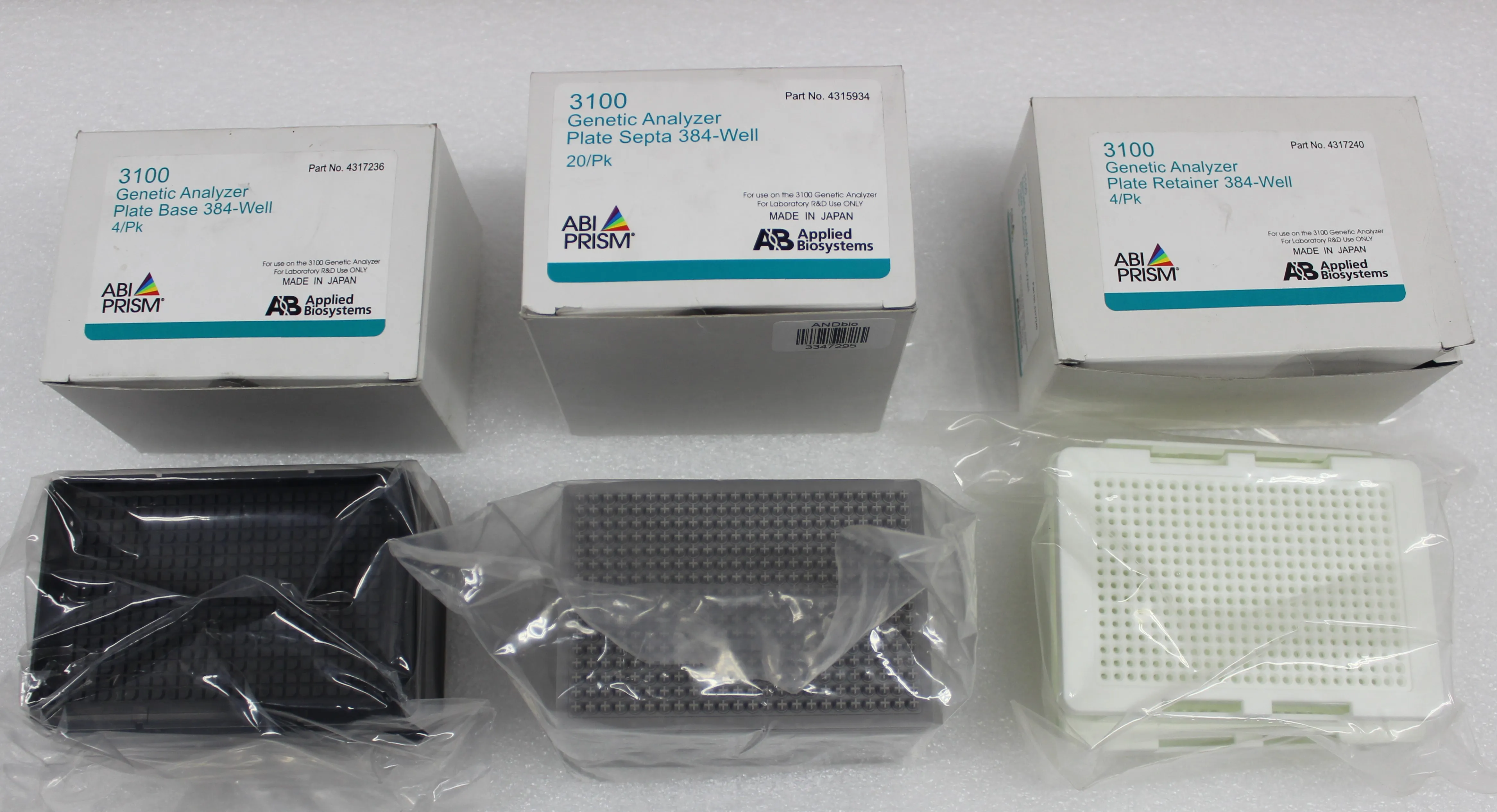 ABI Prism Applied Biosystems 3100 Genetic Analyzer 384-Well Plate Retainer, Base, Septa