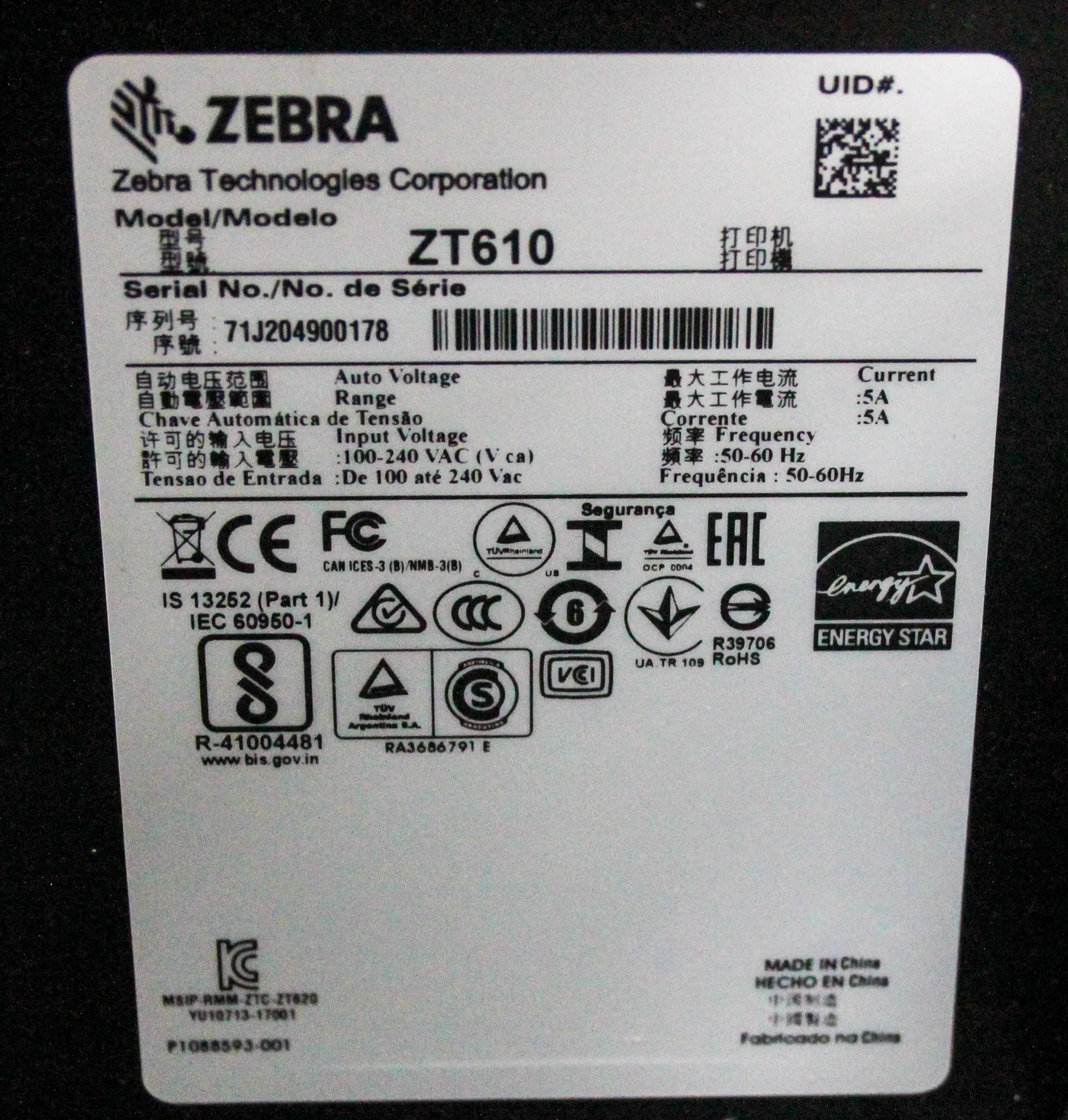 Zebra ZT610 Industrial Label Printer Barcode Printer