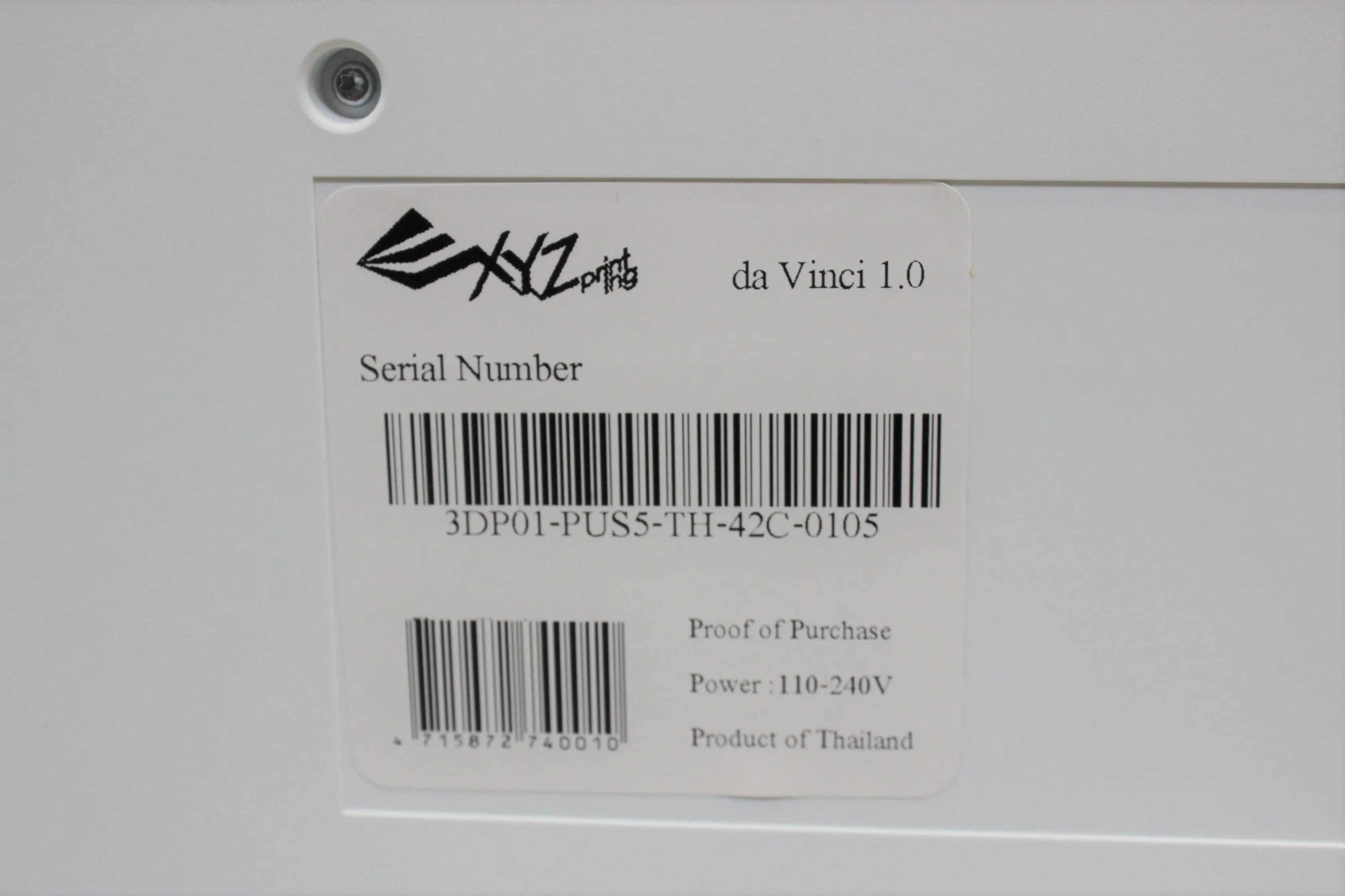 XYZ Printing da Vinci 1.0 3D Printer - Used, VG Condition, 30-Day Warranty