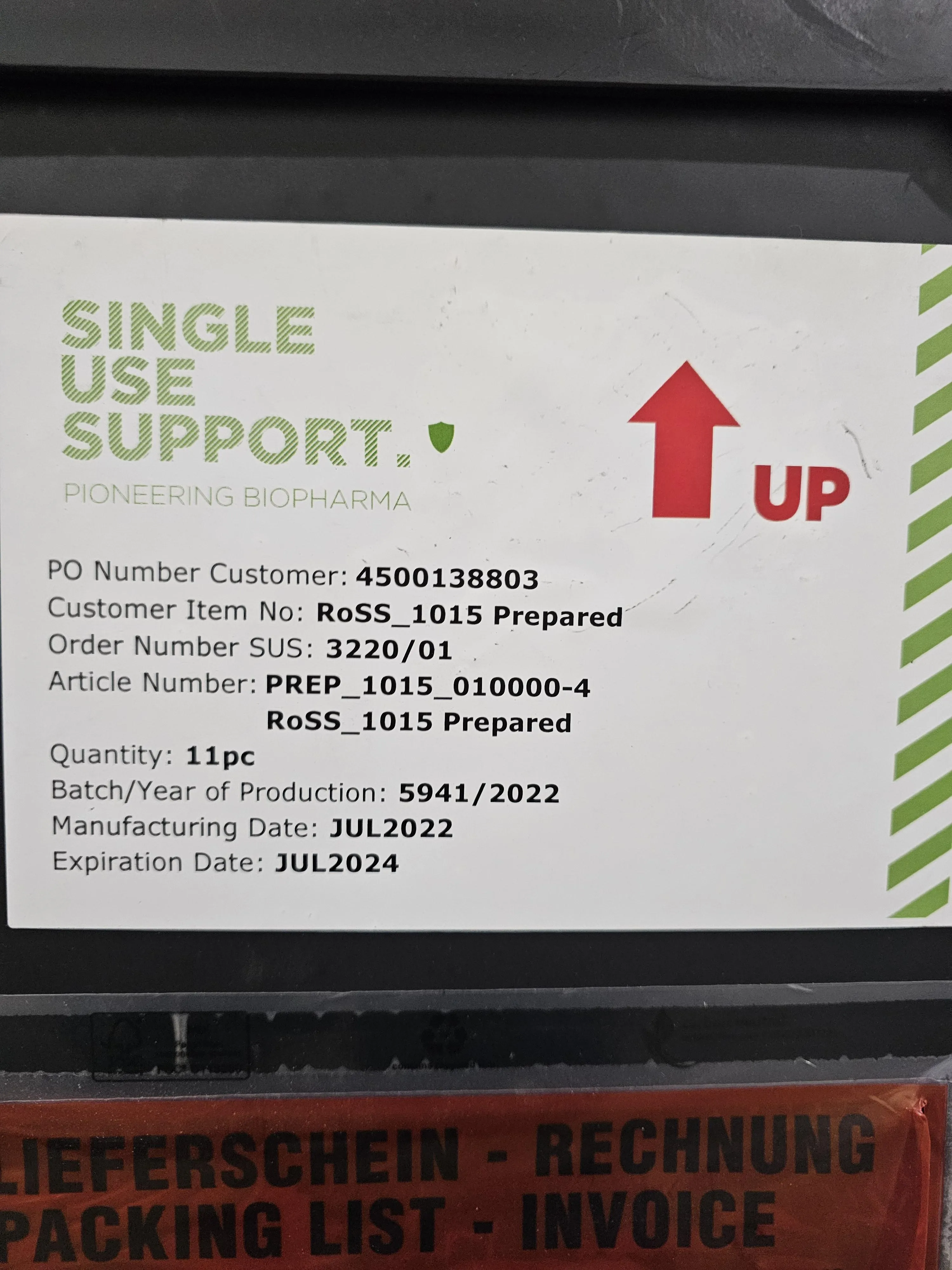 Single Use Support RoSS_1015 Prepared Bio Container