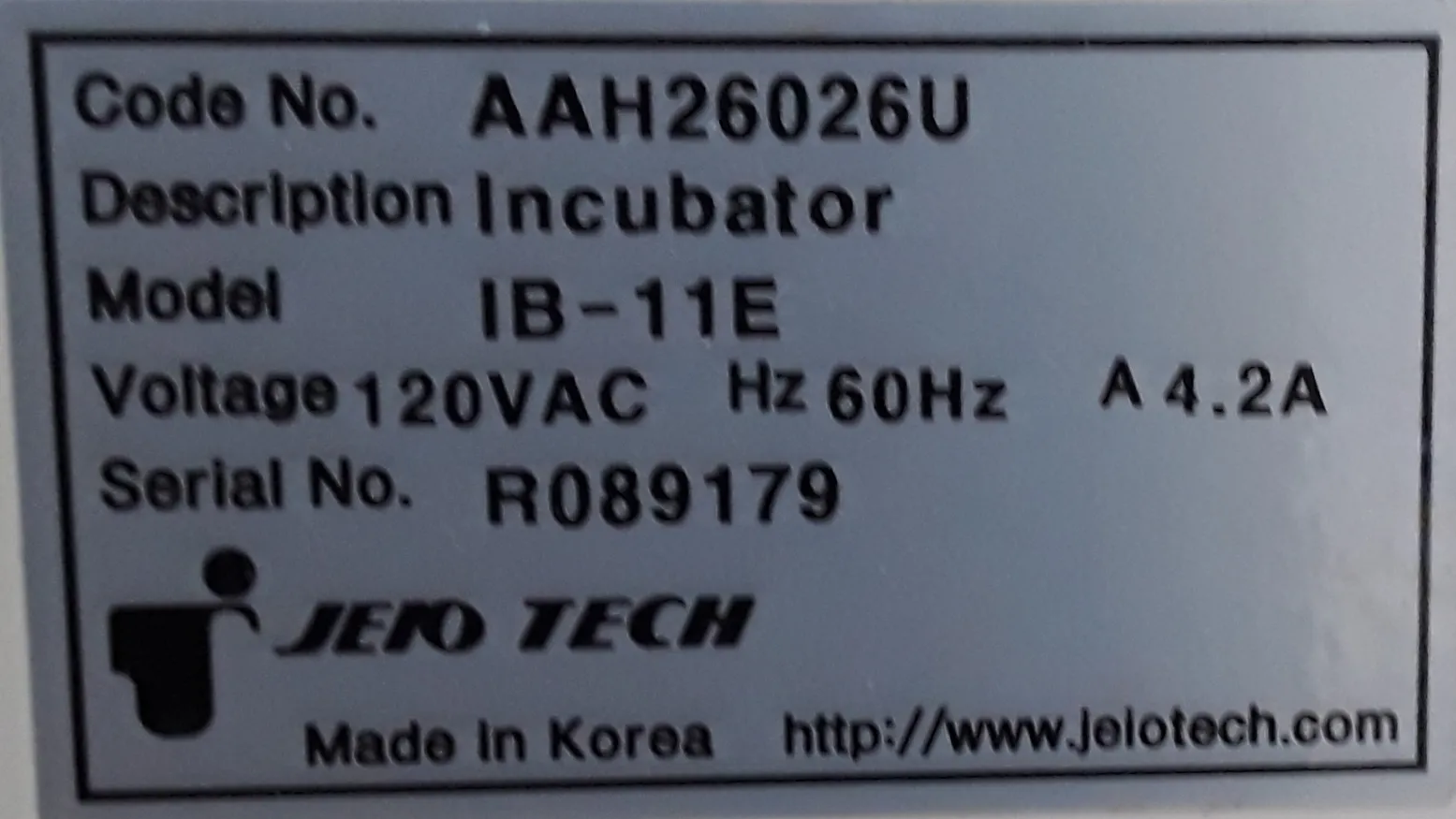 Used Jeio Tech lab companion IB-11E Incubator