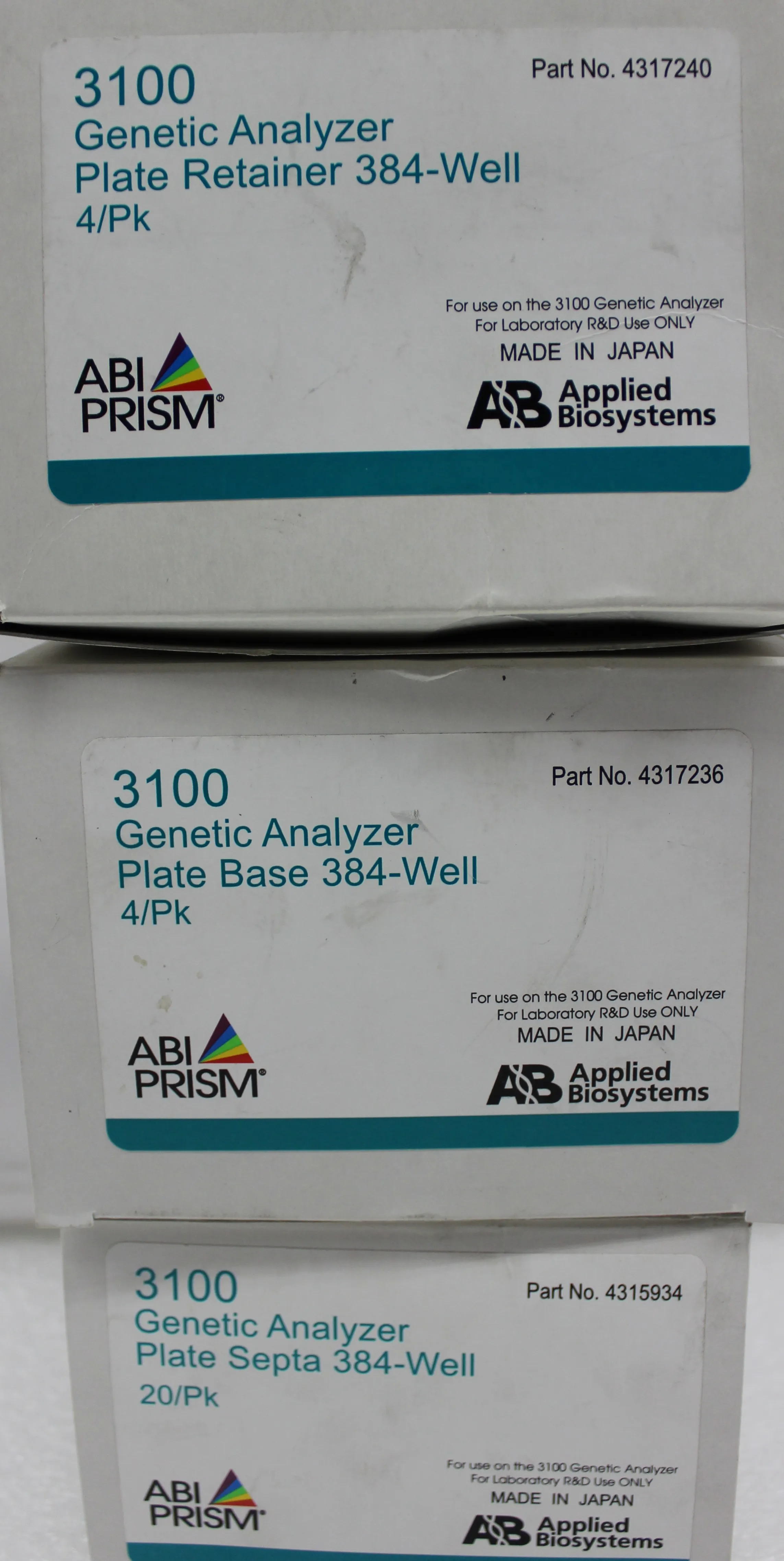 ABI Prism Applied Biosystems 3100 Genetic Analyzer 384-Well Plate Retainer, Base, Septa