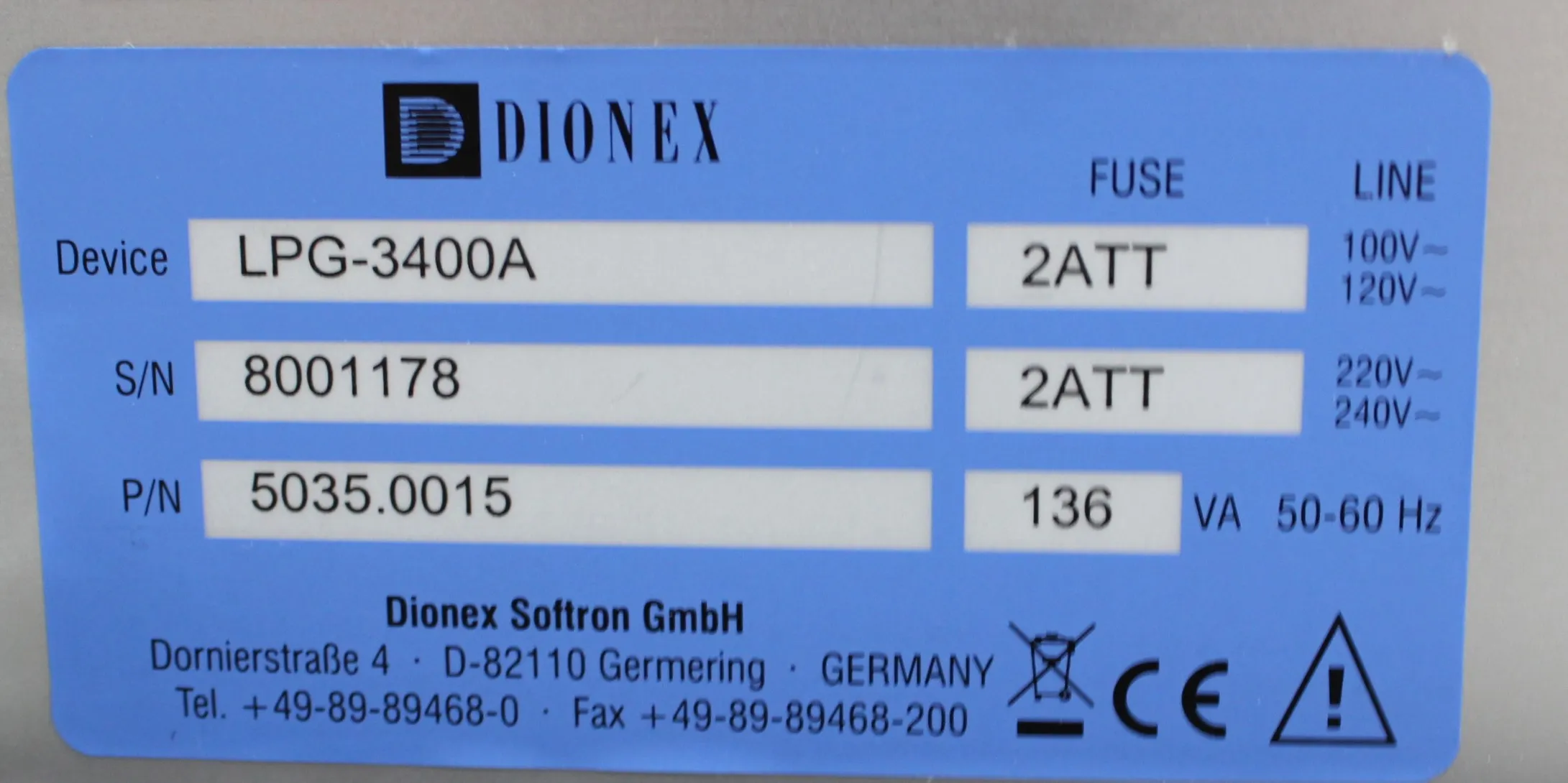 Thermo Scientific Dionex UltiMate LPG-3400A Pump HPLC / FPLC / GC / CE, Used, 30-Day Warranty