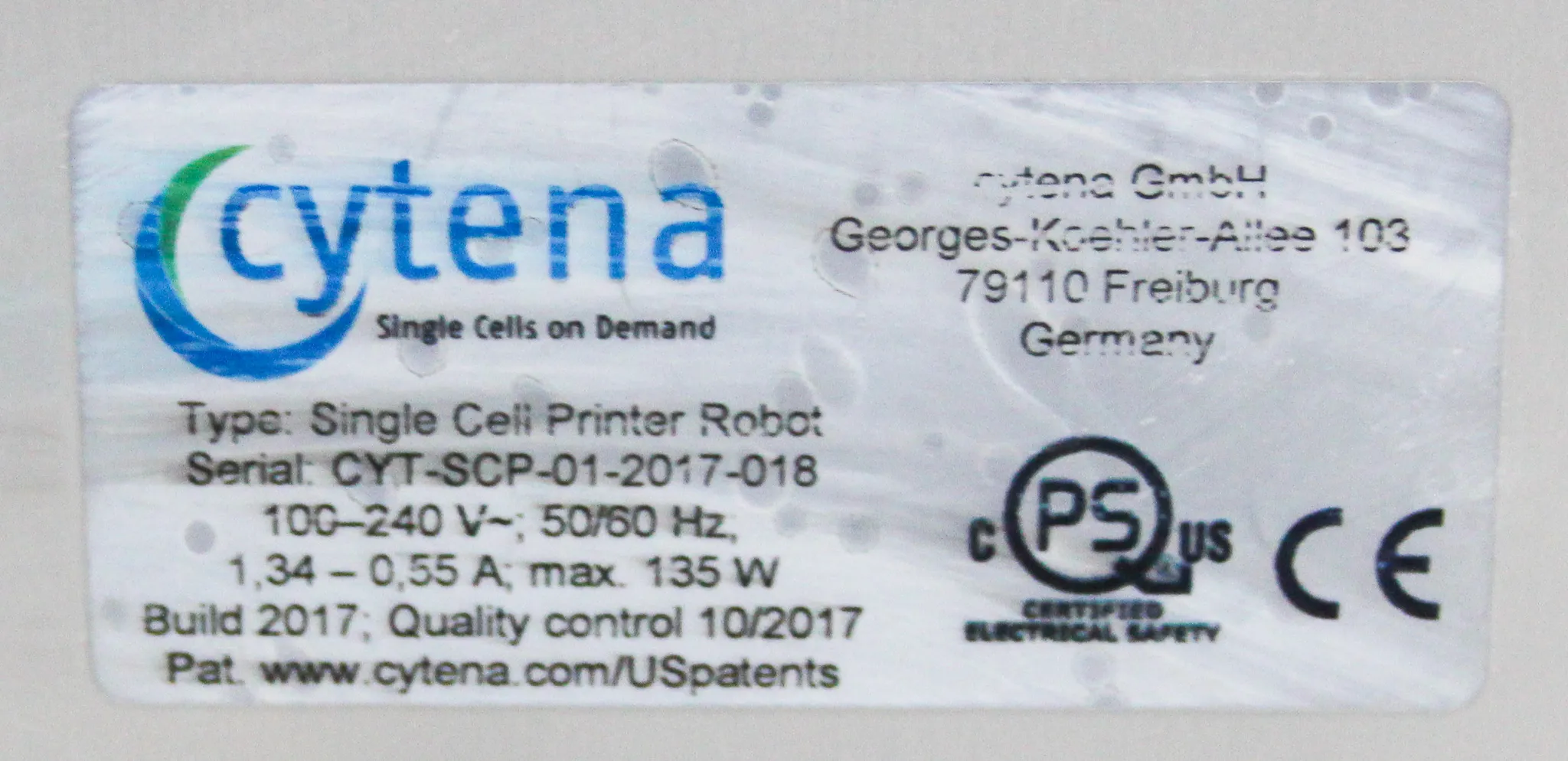 Cytena Single Cell Printer Robot 