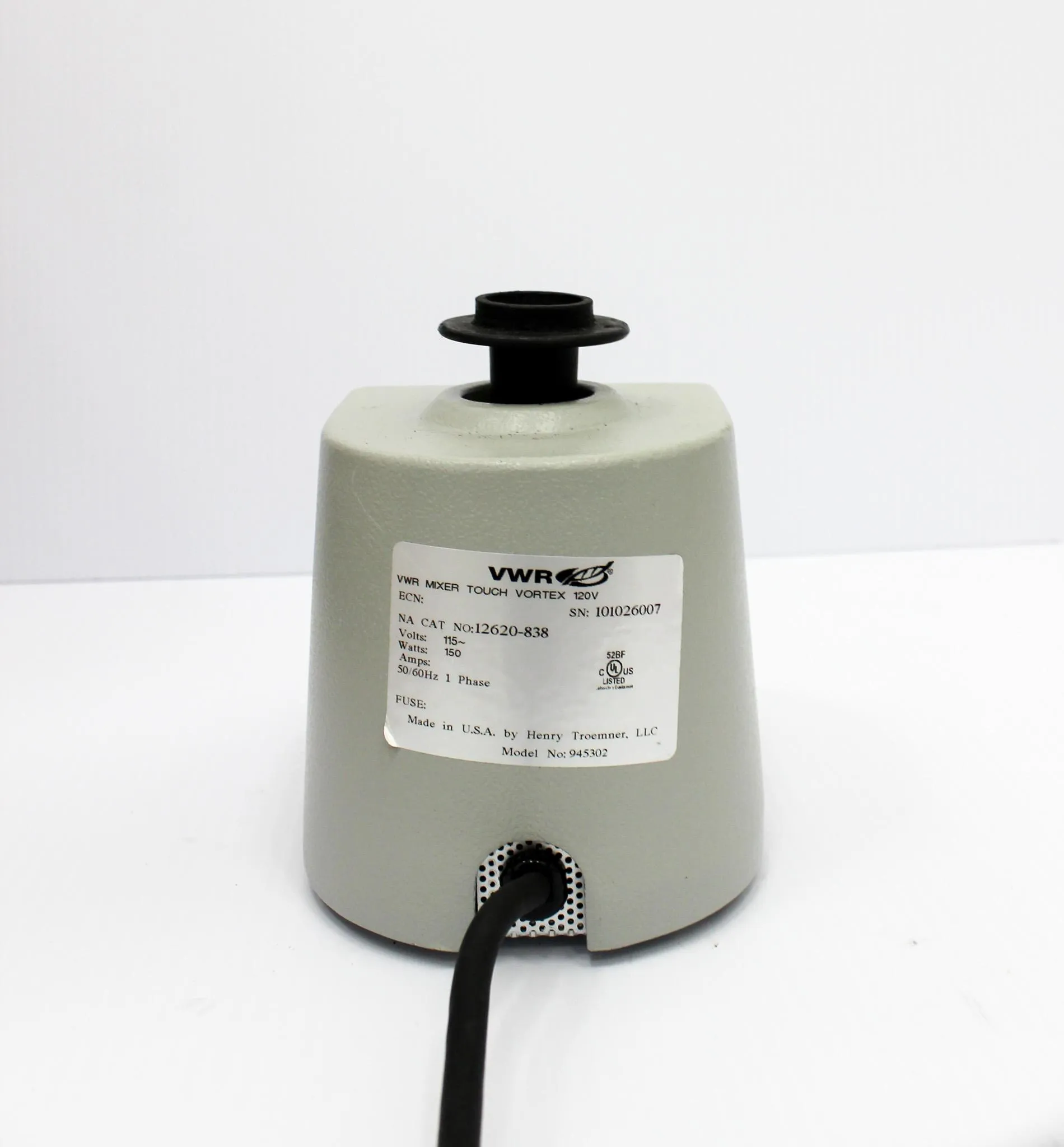 VWR Model 945302 Touch Mini Vortexer Fixed Speed Vortex Mixer Cat No. 12620-838