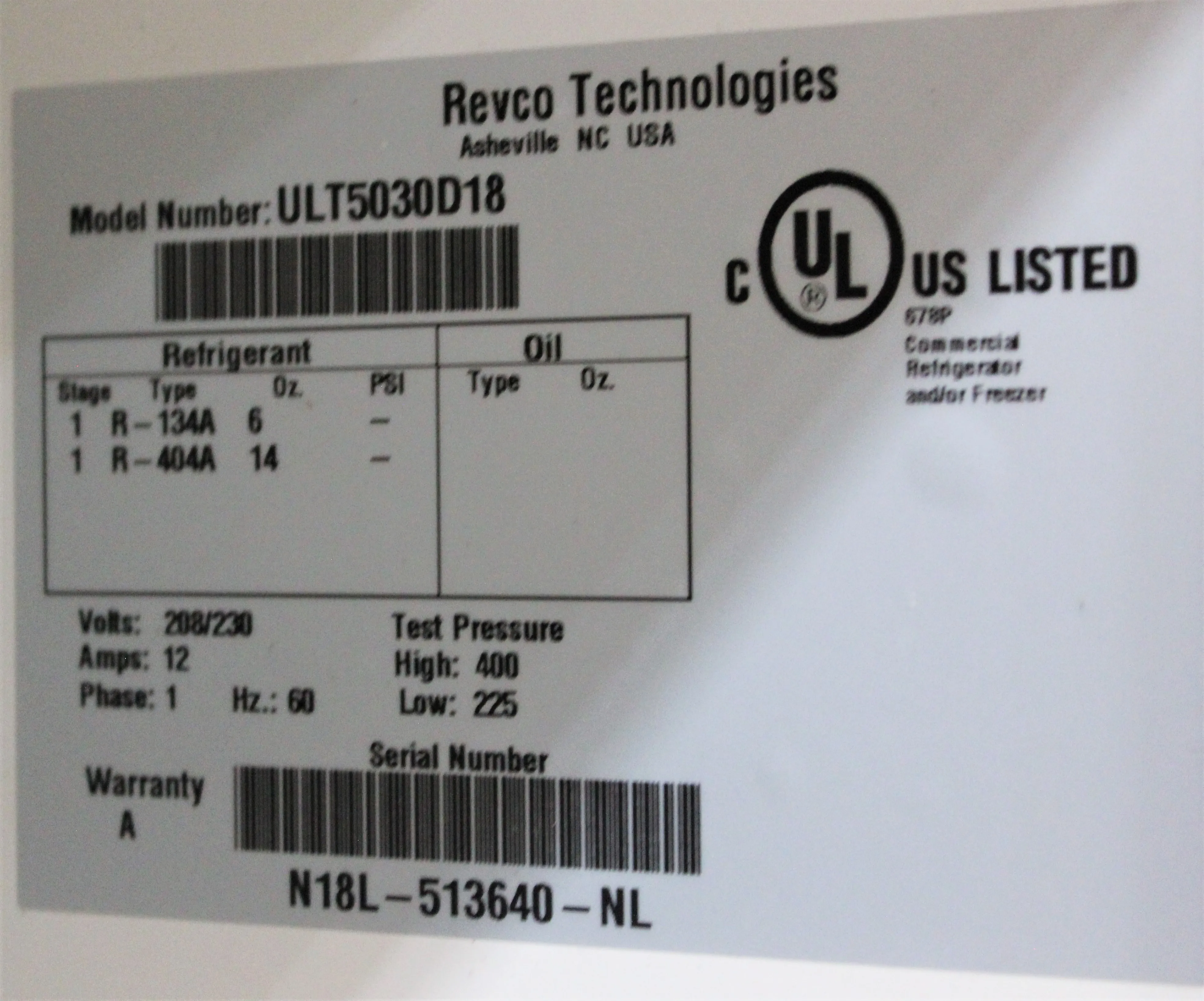 Revco ULT5030D18 -30C High-Performance Lab Freezer - Salvage, Needs Repairs - AS-IS Sale