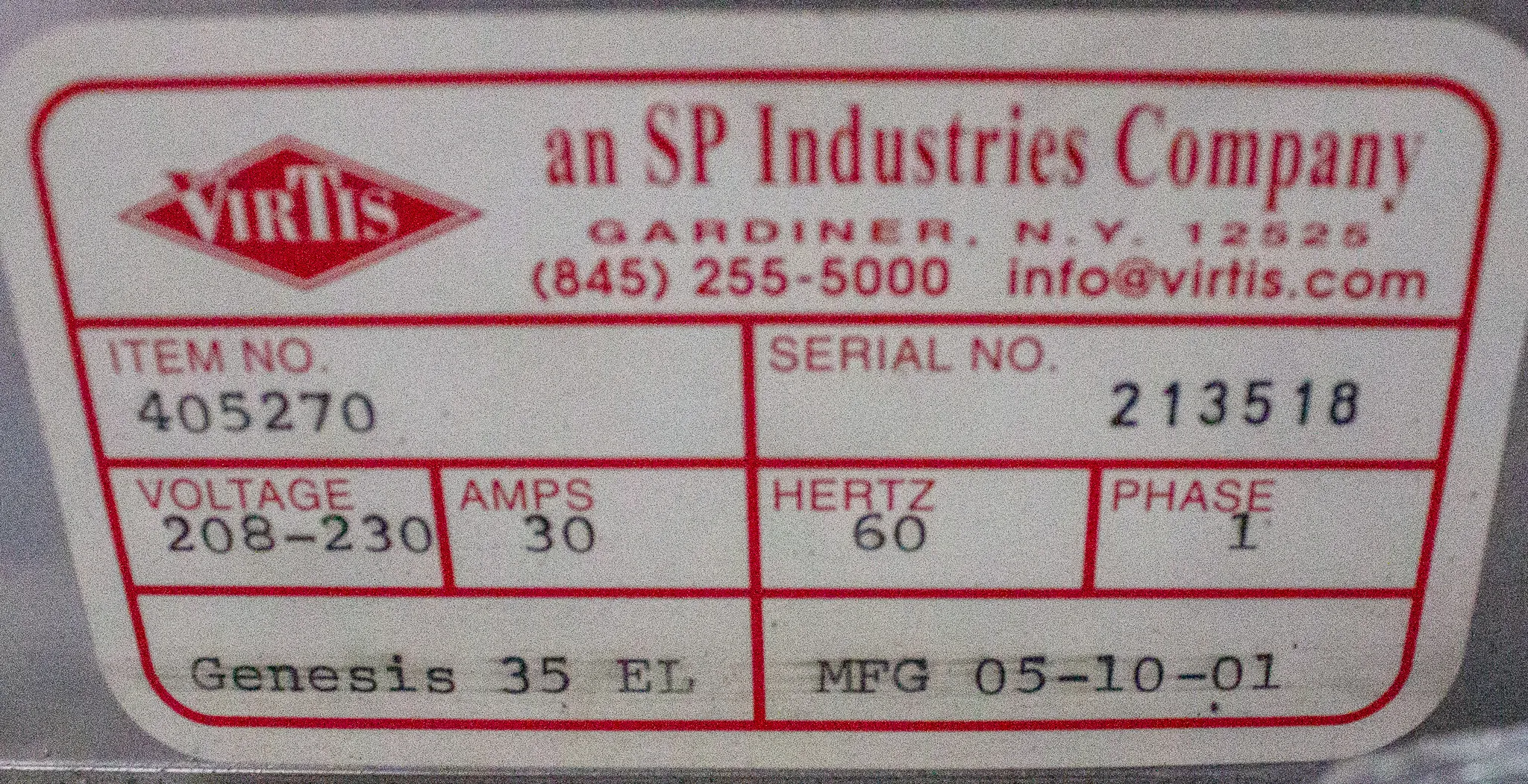 SP Scientific VirTis Genesis 35 EL Lyophilizer