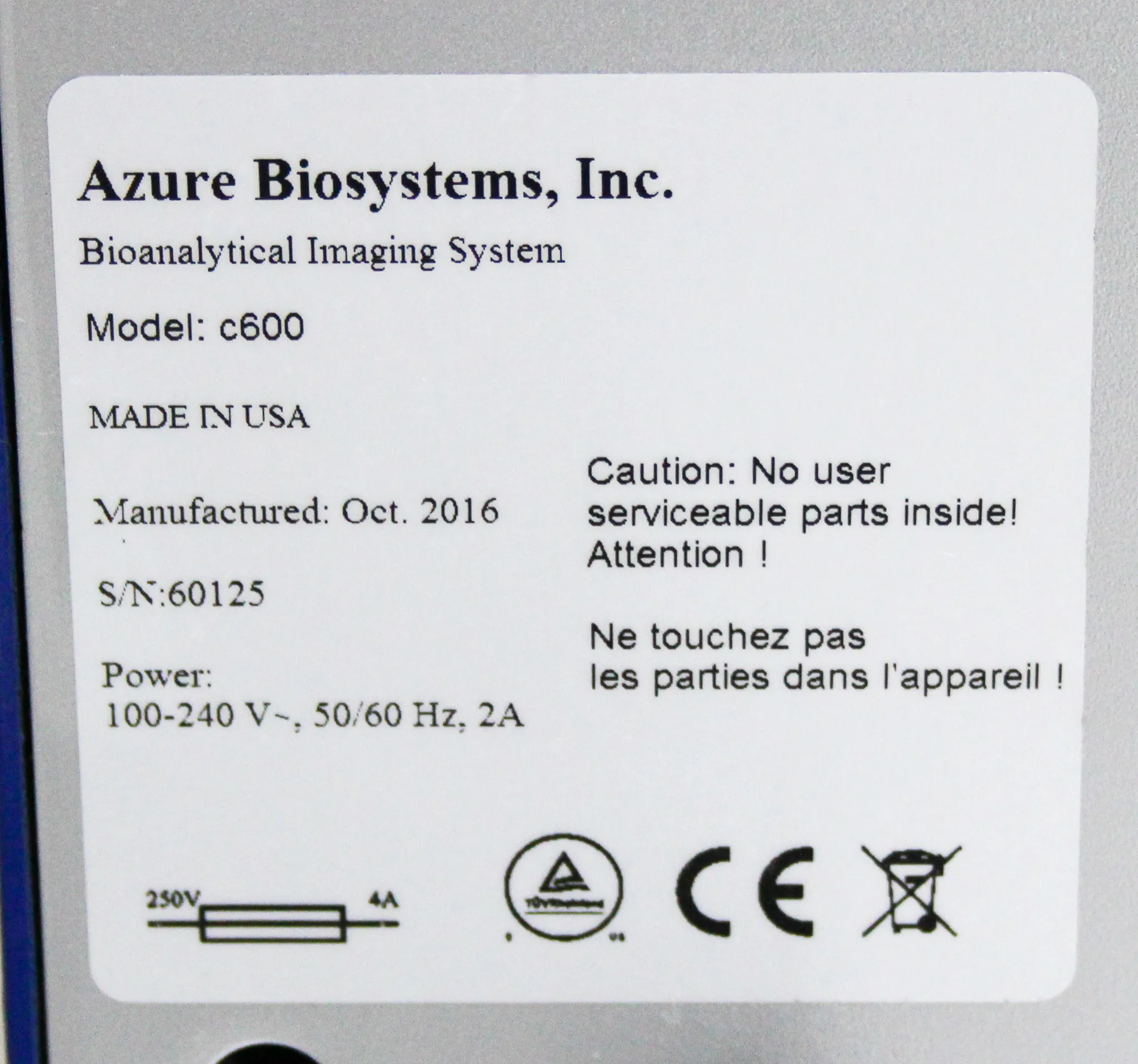 Azure Biosystems C600 Gel Imaging System with 30-Day Warranty