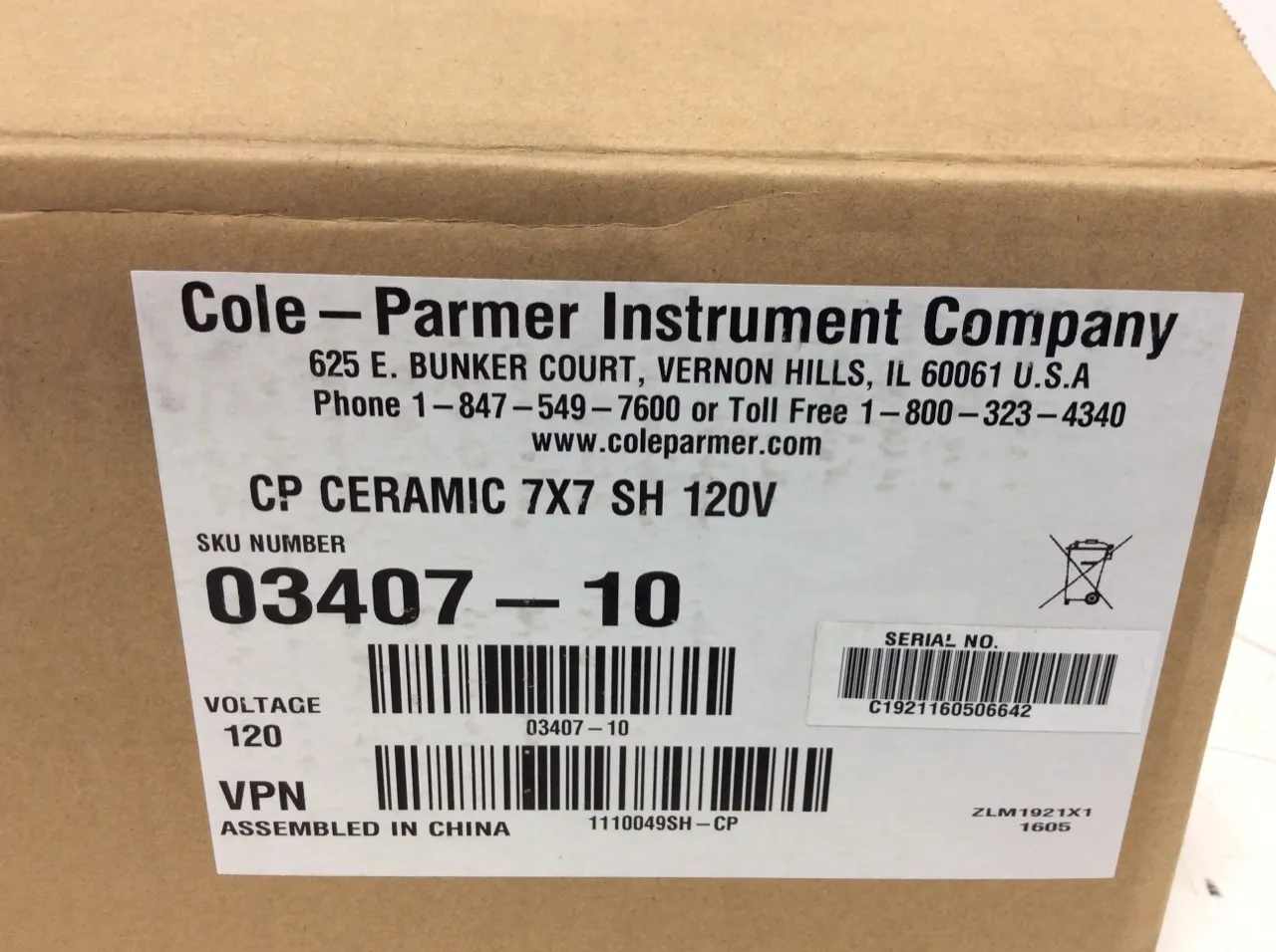 Cole Parmer StableTemp Cat. 03407-10 Heated Stir Plate 7" x 7"