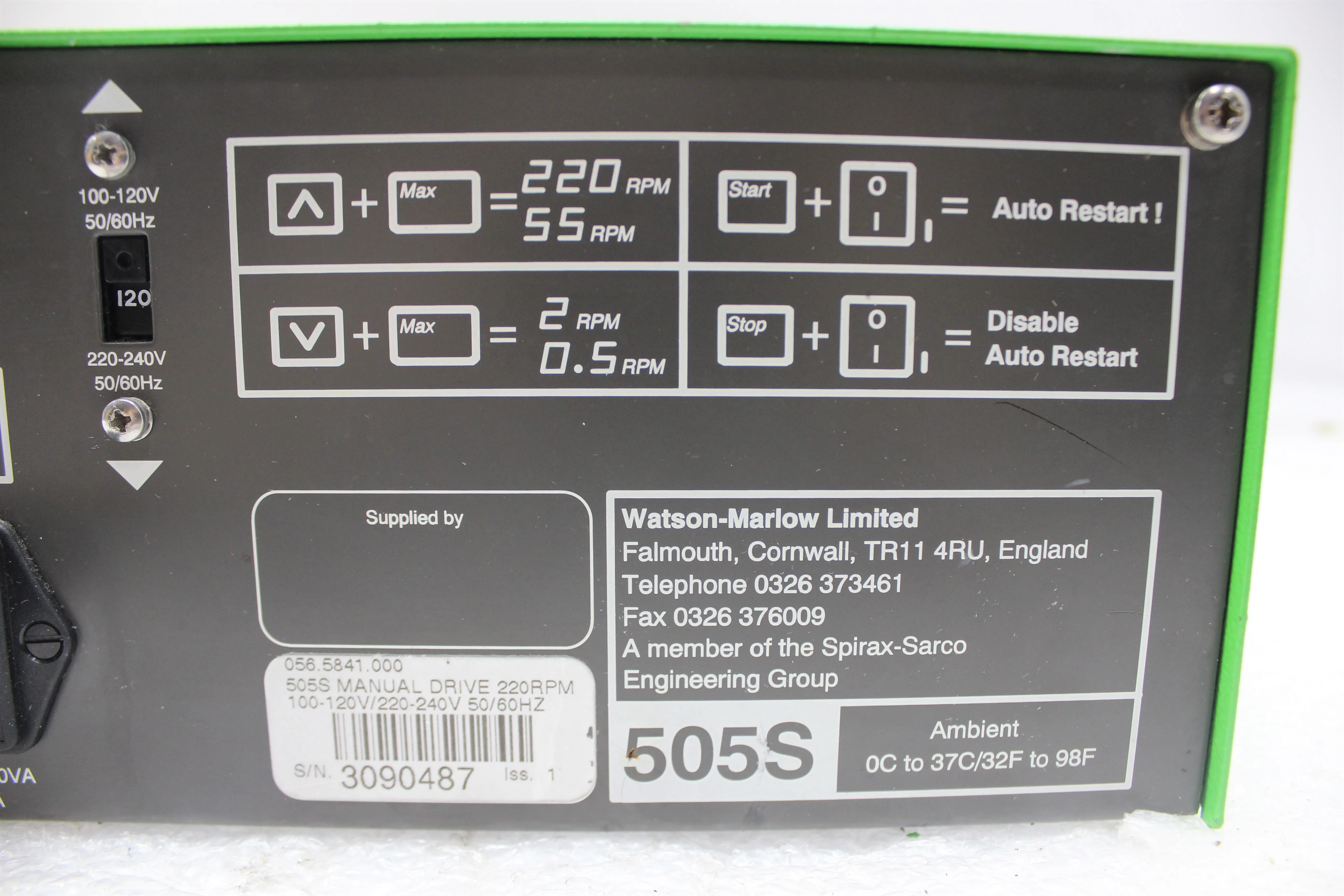 Watson Marlow 505S Manual Drive 220RPM Peristaltic Pump