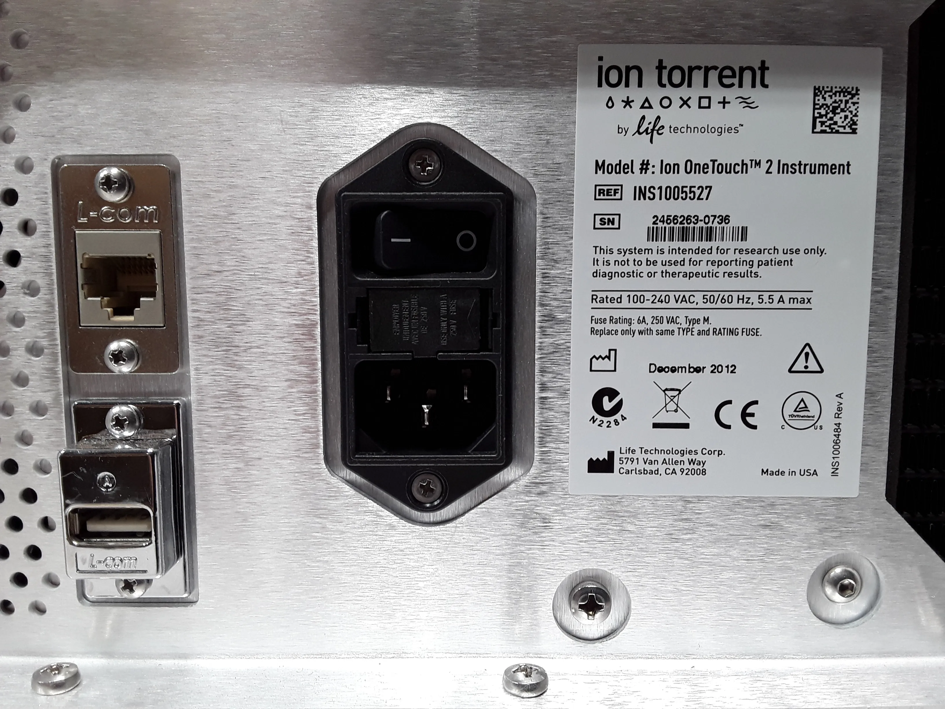 Life Technologies Ion Torrent Ion One Touch 2 DNA Sequencer Used Molecular Biology Unit 120V/220V Class 2