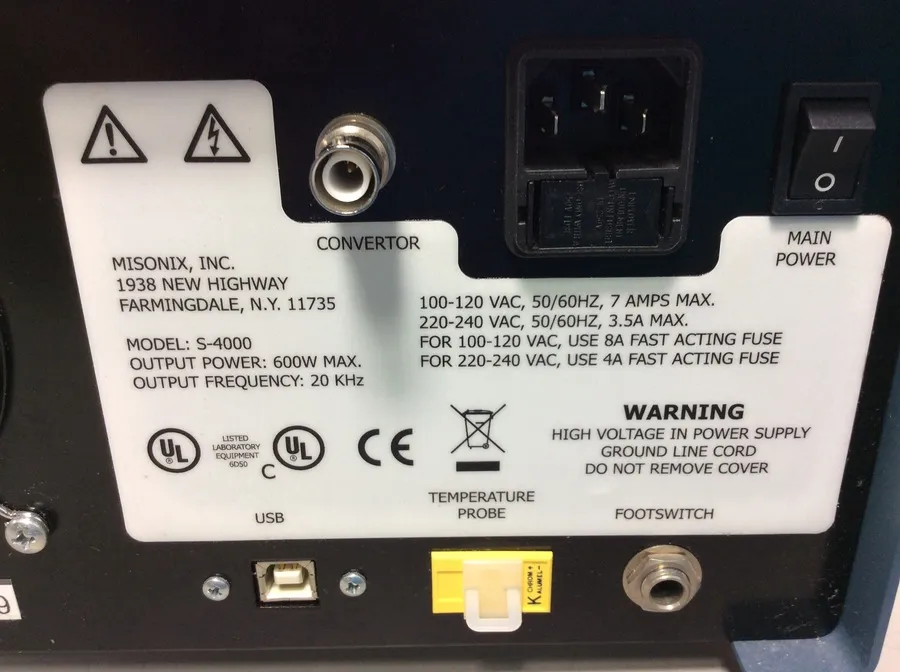 Misonix S-4000 Ultrasonic Liquid Processor