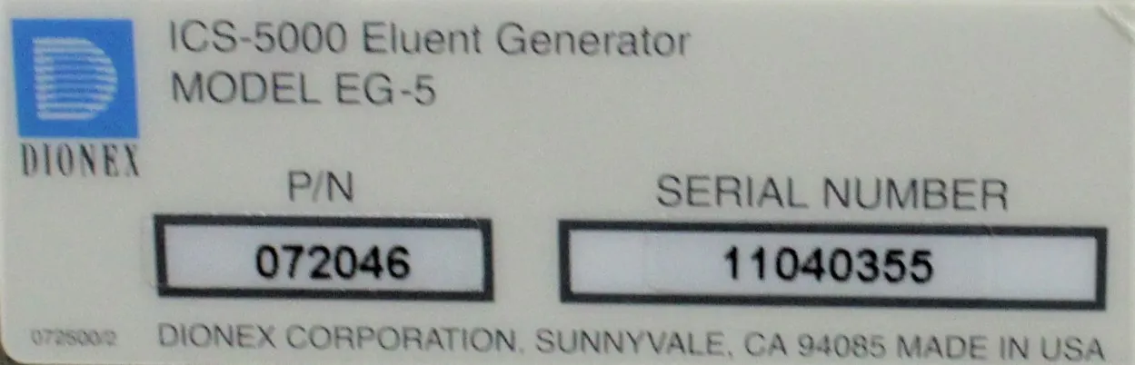 Dionex EG-5 Eluent Generator for Thermo Scientific IC Systems