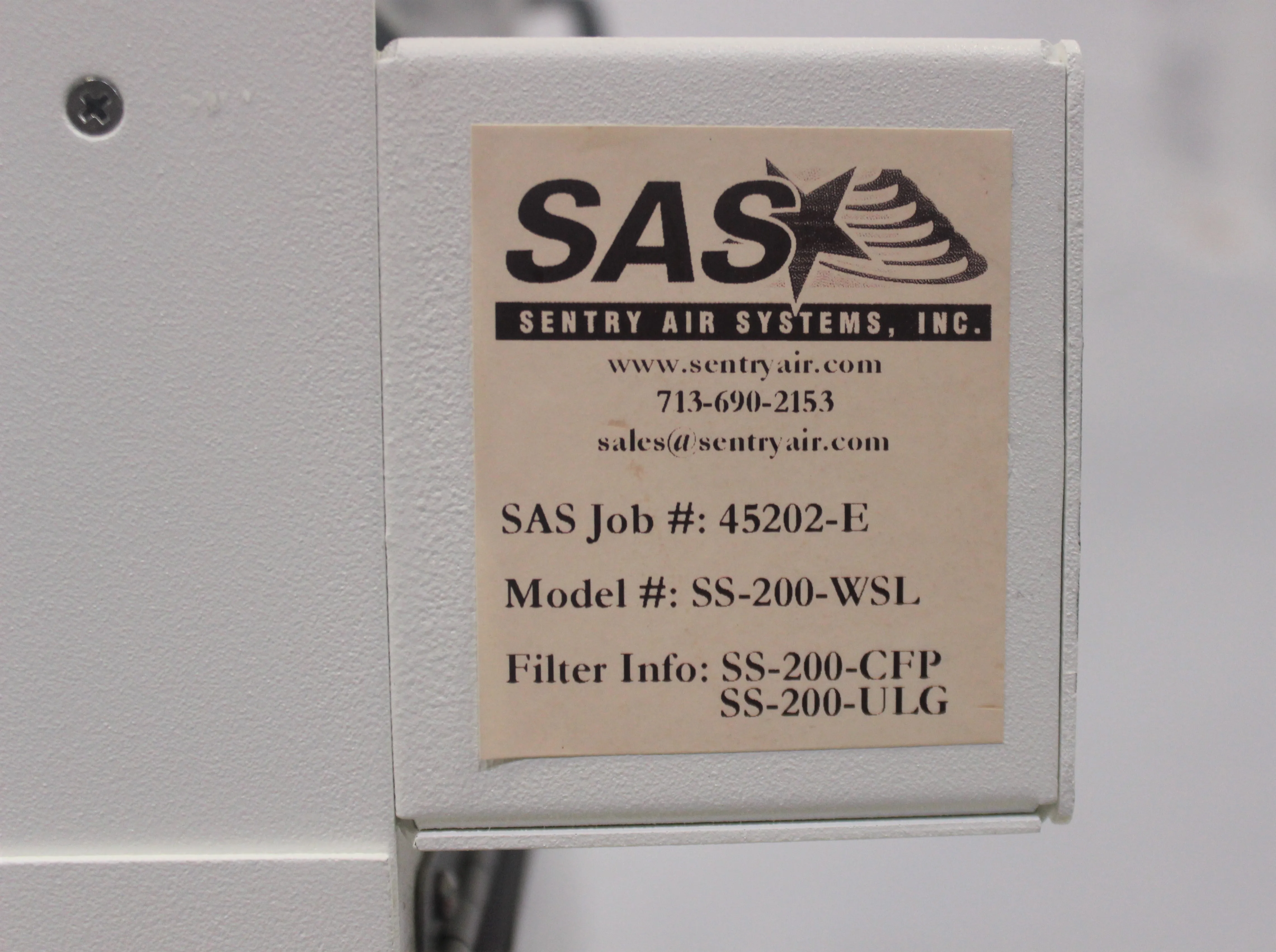 SAS SS-200-WSL Winged Sentry Air Filtration System