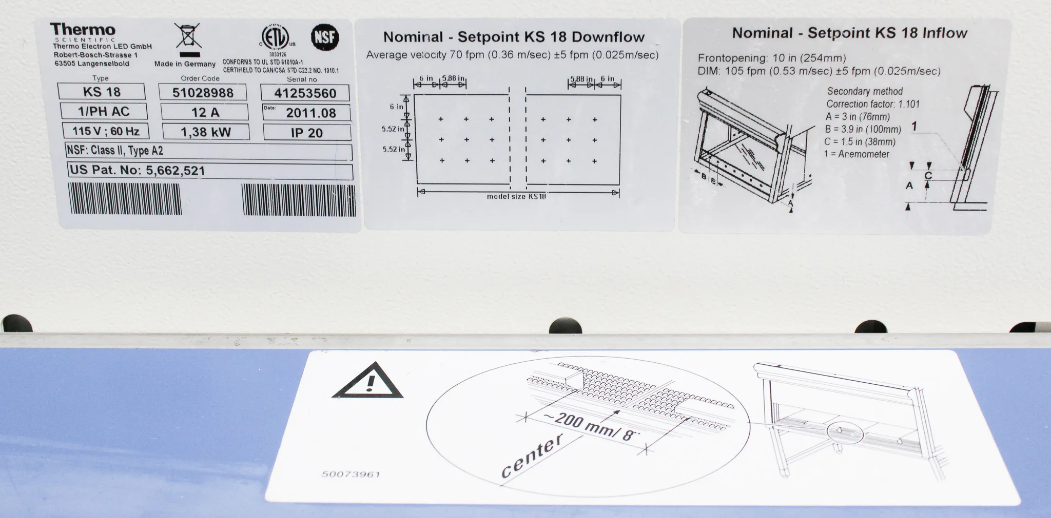 Thermo Scientific HERAsafe KS 18 Class II, Type A2 Biosafety Cabinet