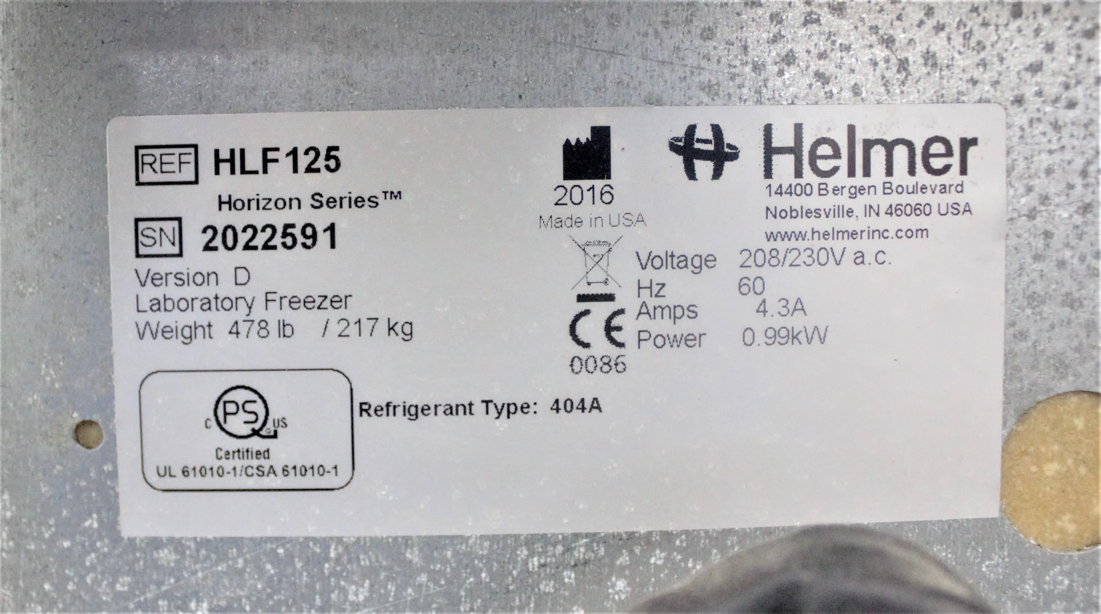 Helmer Horizon Series HLF125 Laboratory Freezer