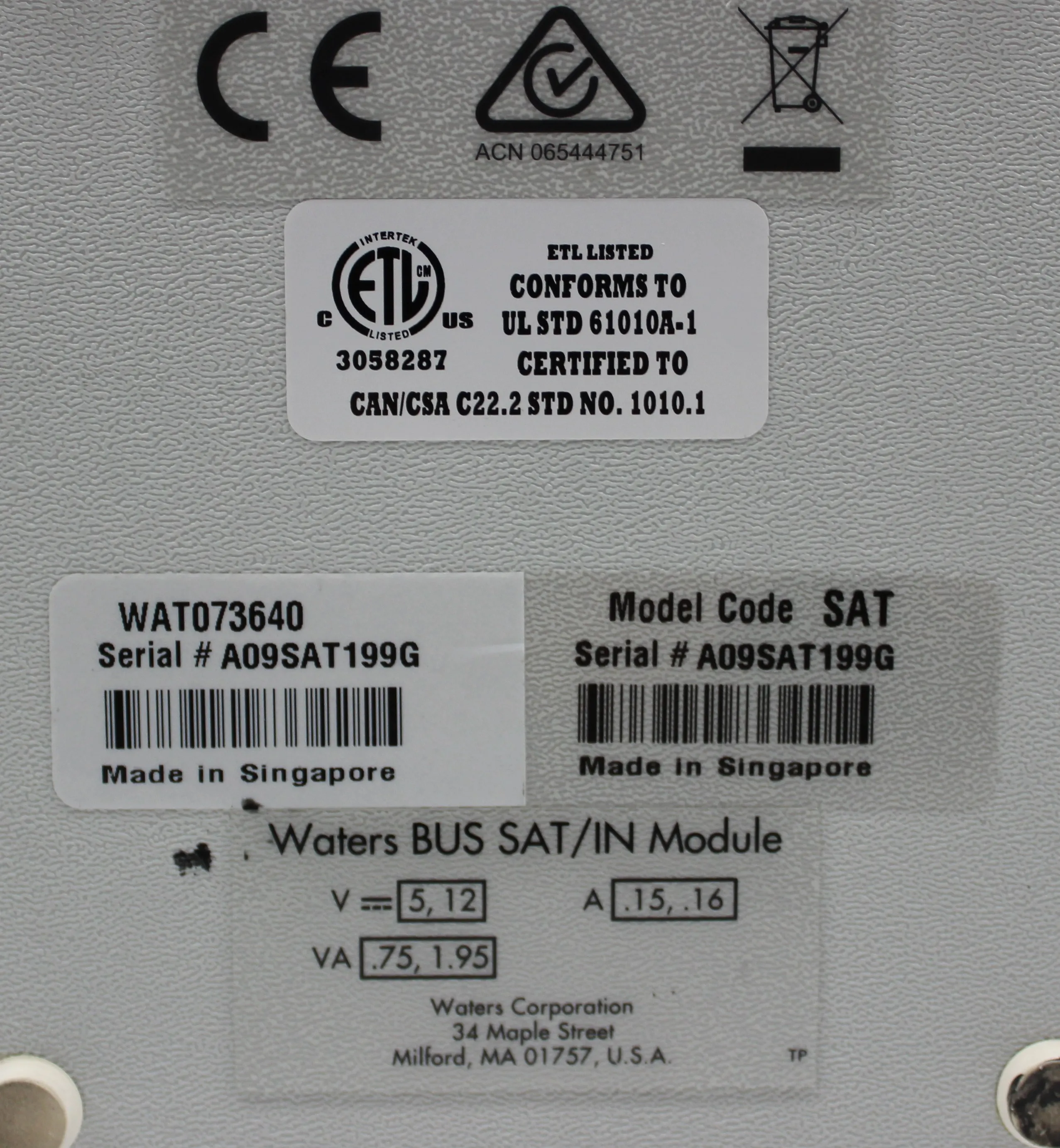 Used Waters BUS SAT/IN Module Controller - Model: A09SAT199G