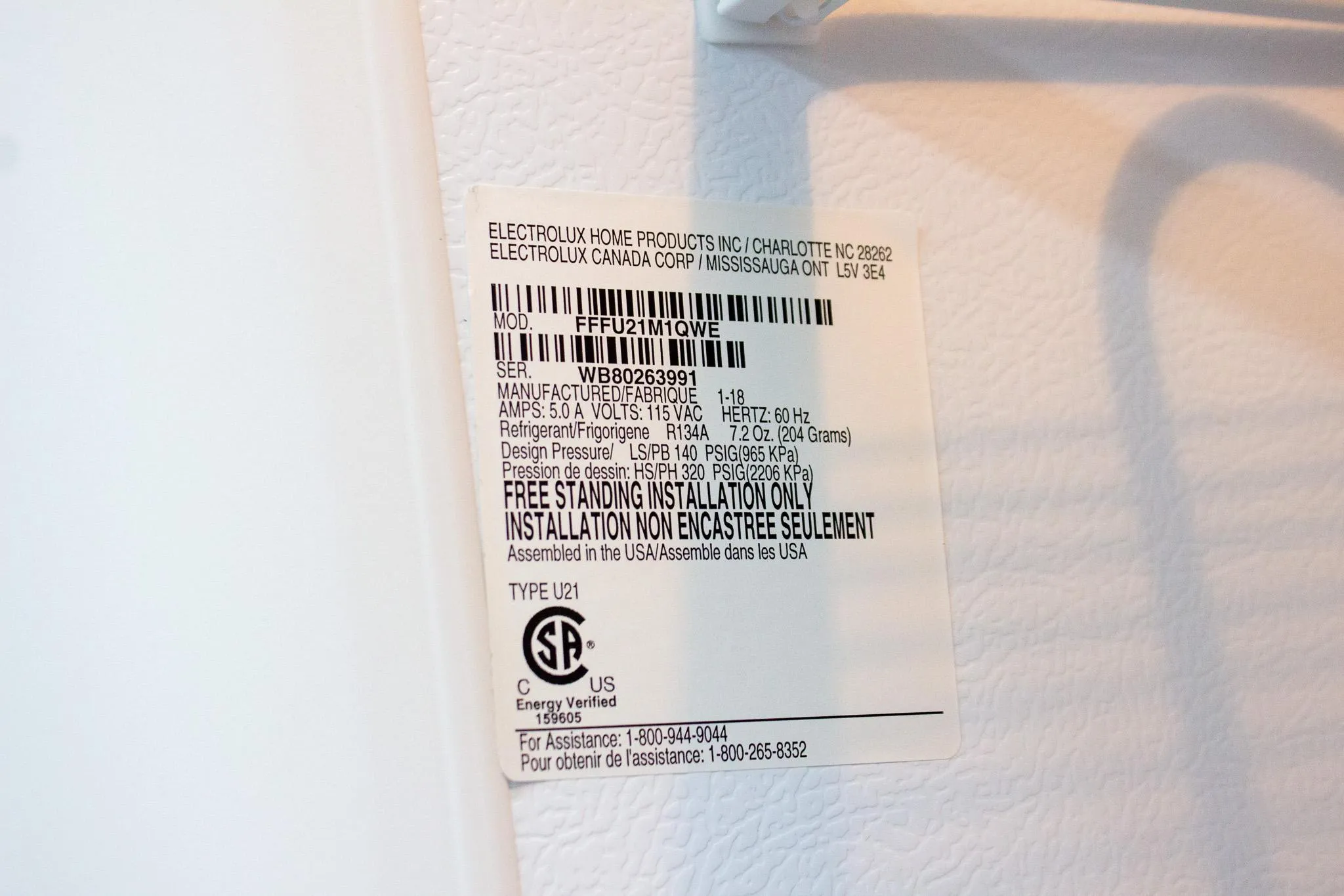 Frigidaire 20.9-cu ft Upright Freezer (White) Model #FFFU21M1QWE
