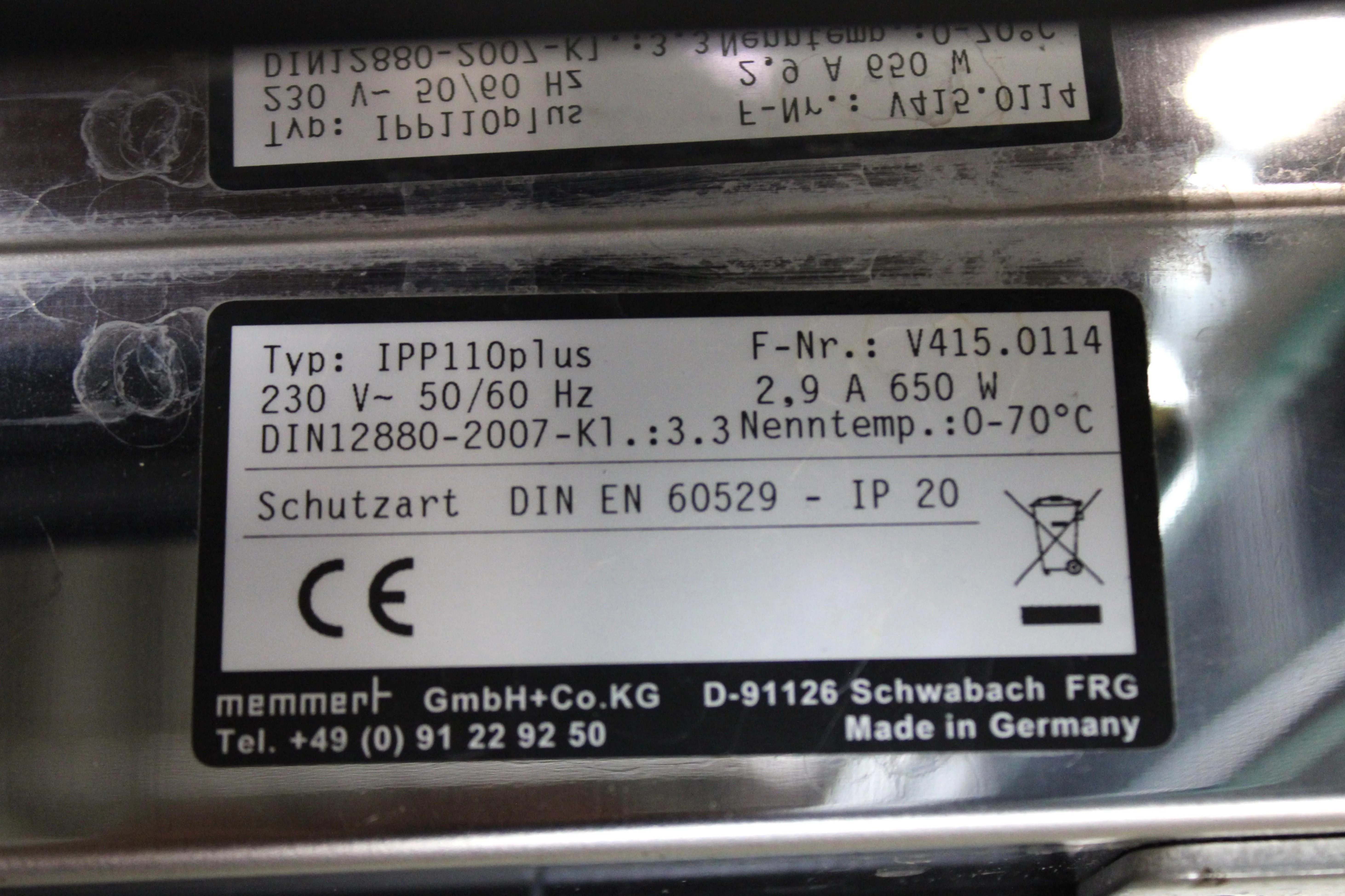 Memmert IPP110 Plus Cooled Incubator with Peltier Elements, V415.0114