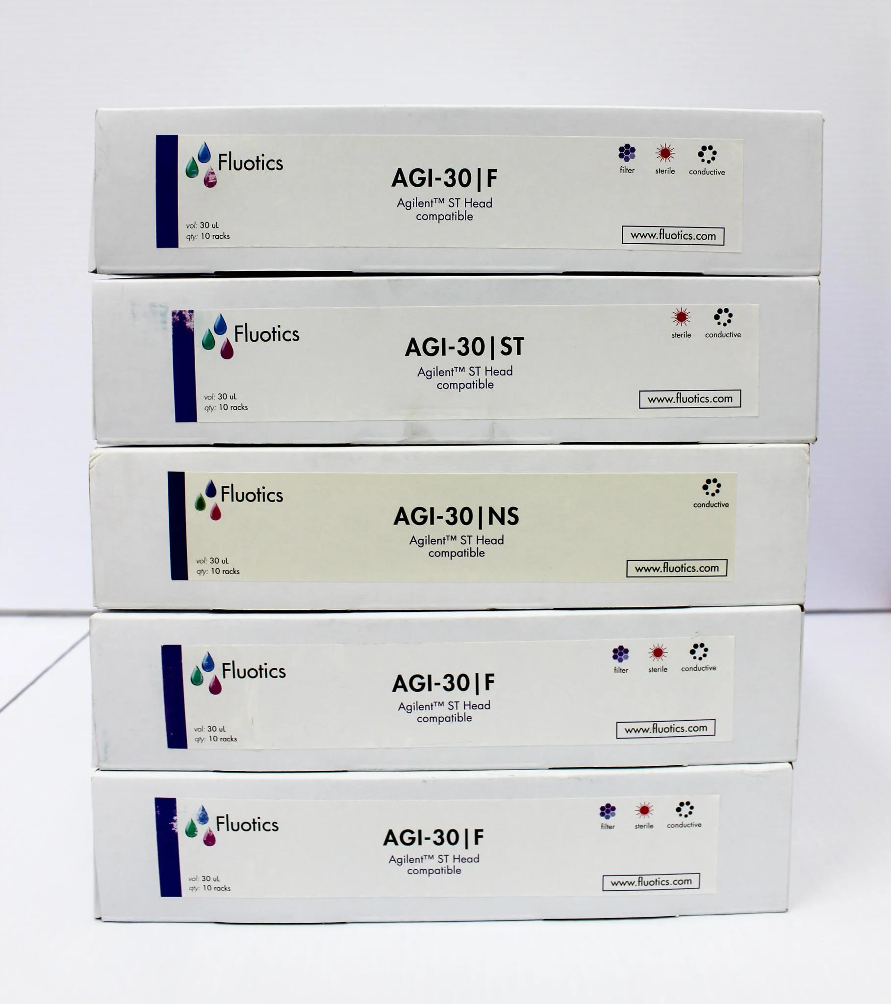 Fluotics AGI-30F Agilent ST Head Compatible 30uL/10racks (Set of 5)