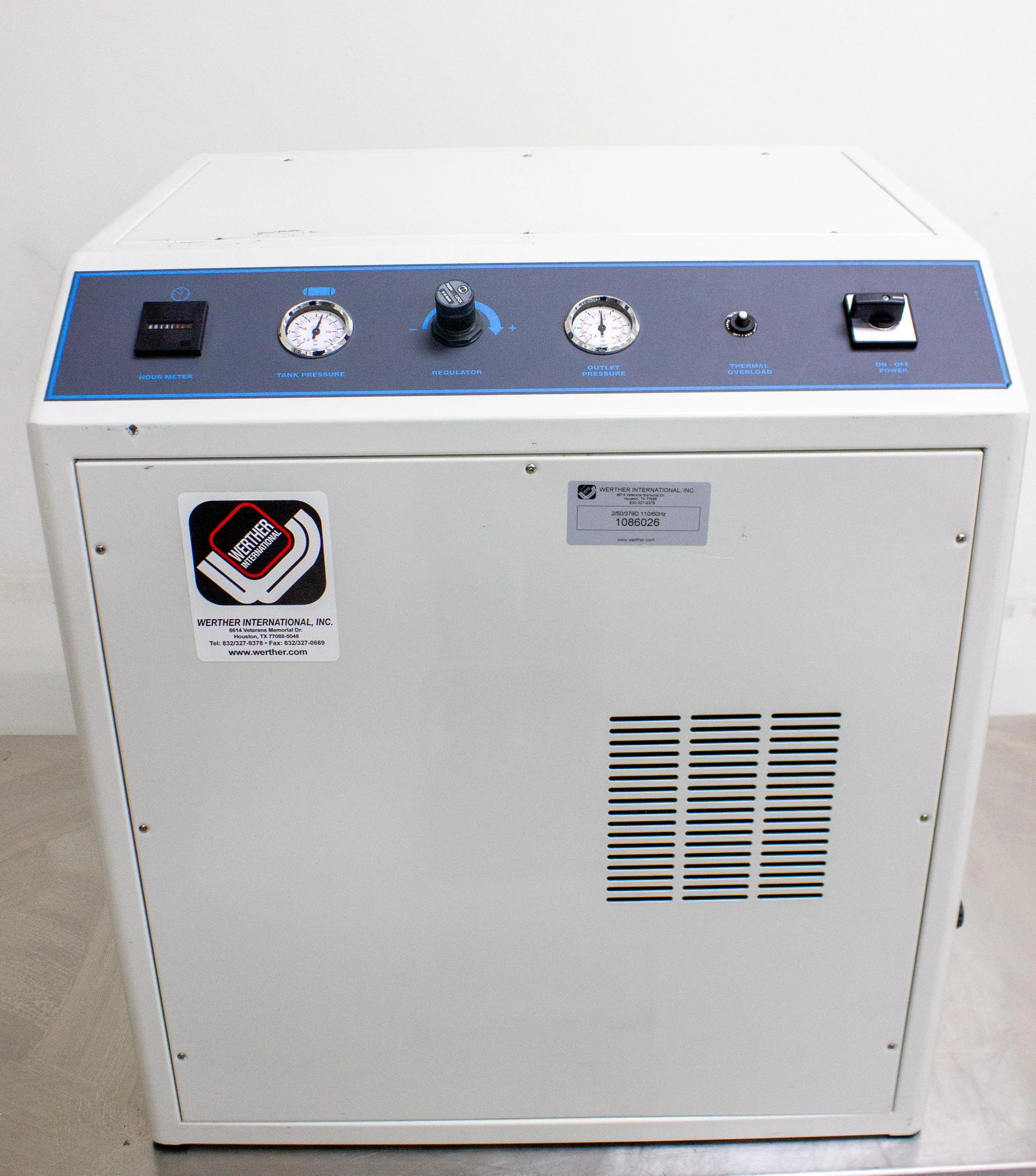 Werther International Oil-less Air Compressor 2/50/379D w/ Silencing Cabinet