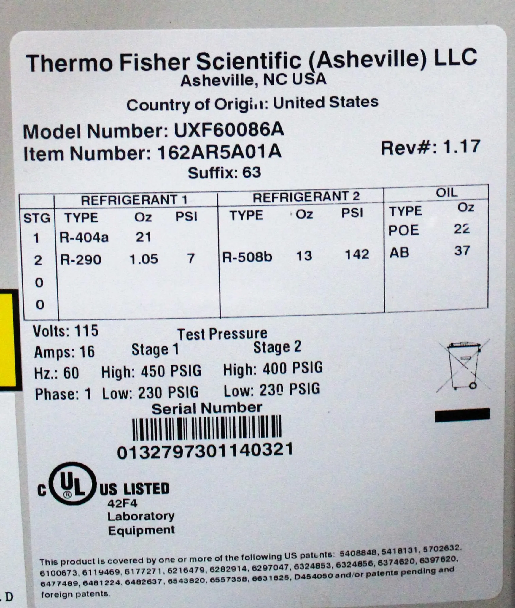 Thermo Fisher Scientific UXF series Ultra Low Freezer UXF60086A